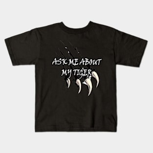 Men's Ask Me About My Tiger Flip Funny animal big cat joke cool Kids T-Shirt